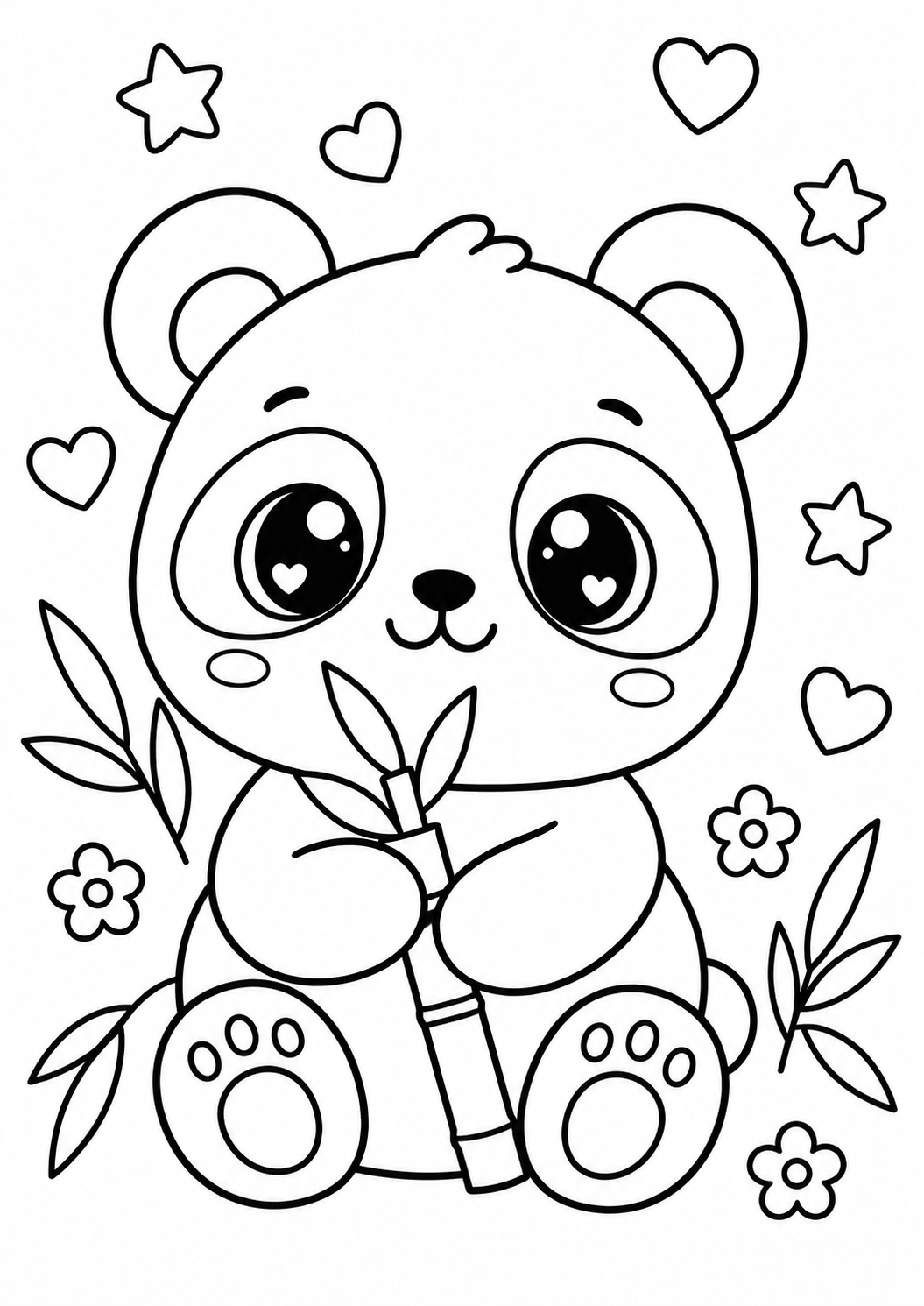 Le panda et sa tige de bambou