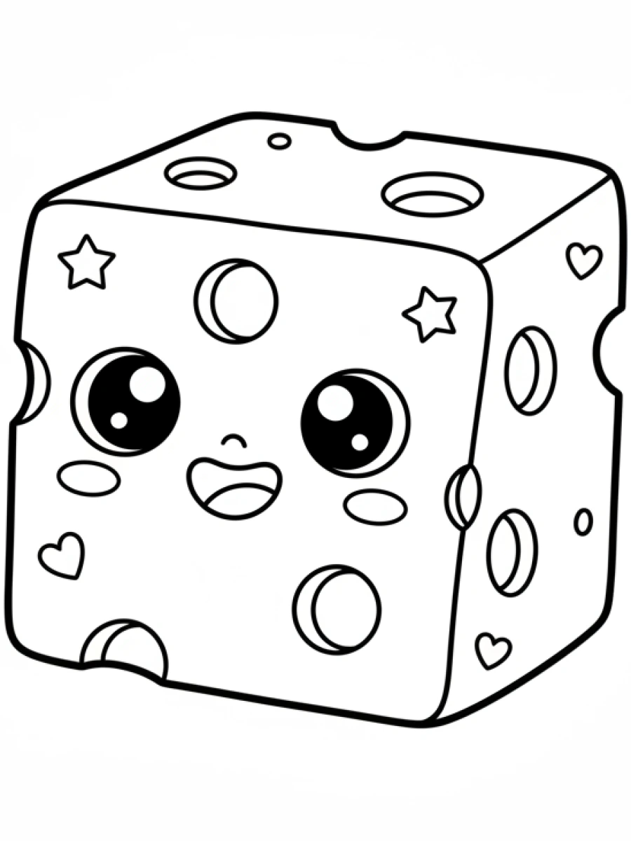 Coloriage bloc de fromage avec des trous