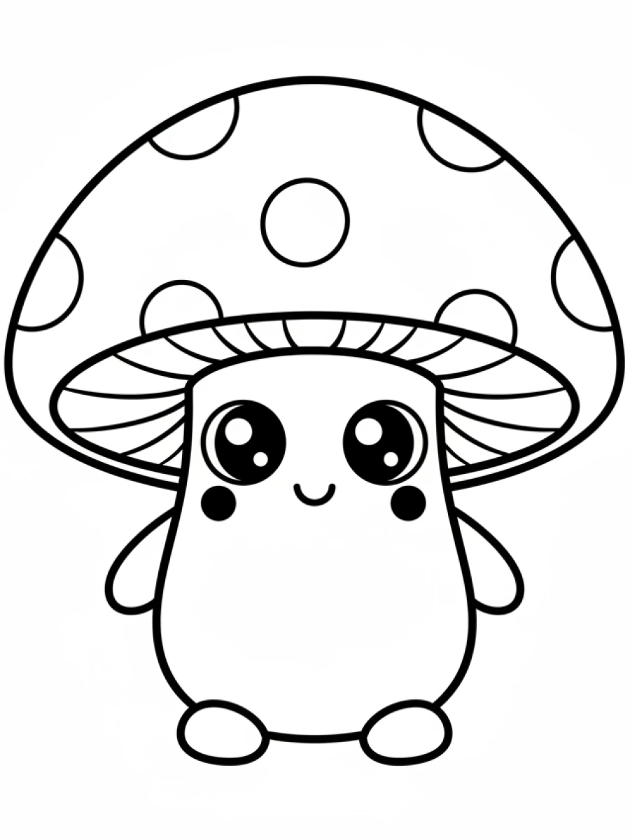 Coloriage champignon avec chapeau rond