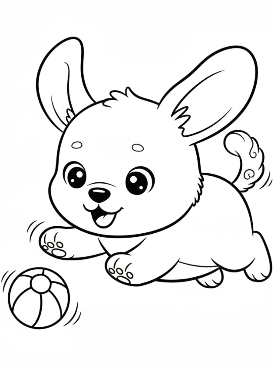 Jeune chien énergique et une balle