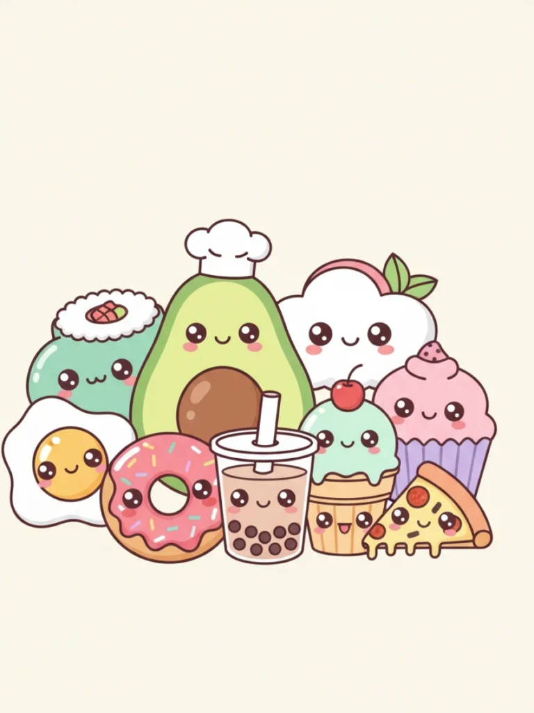coloriage kawaii nourriture