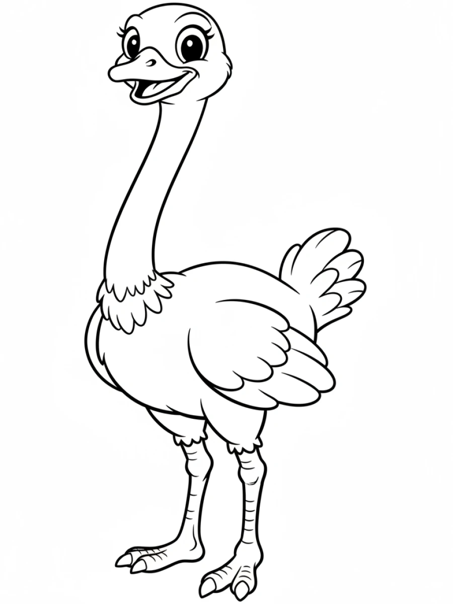 Coloriage autruche amicale