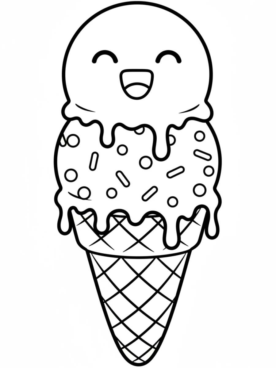 Coloriage glace kawaii fondante