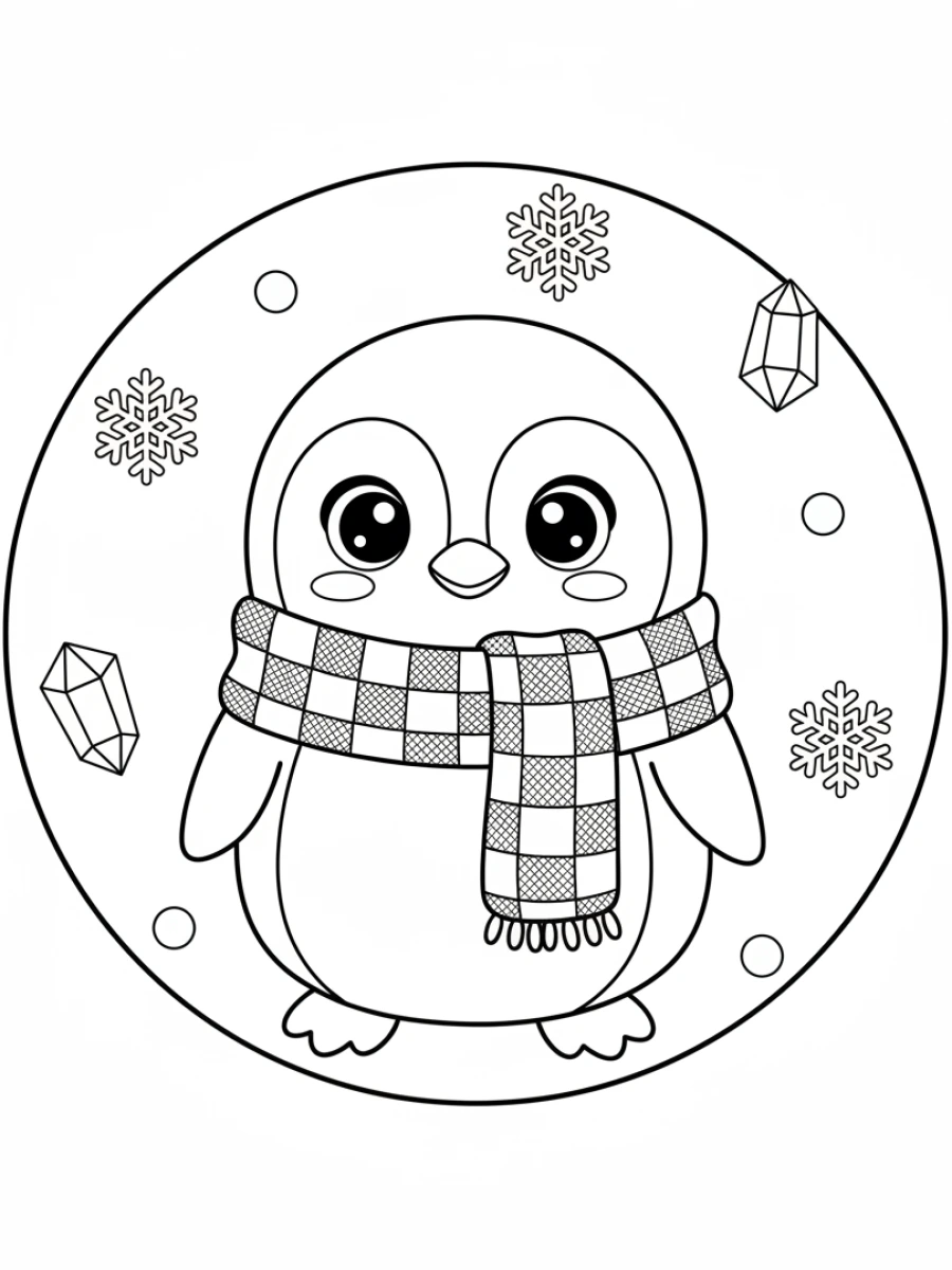 Coloriage pingouin avec écharpe