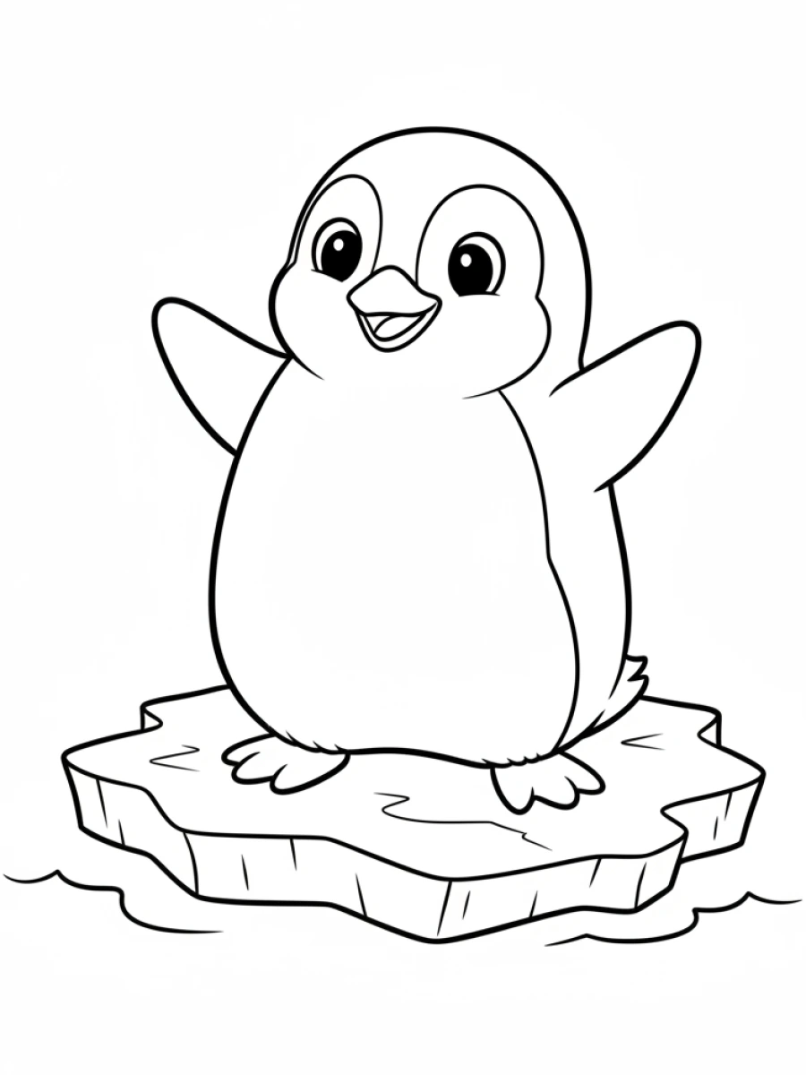 Coloriage pingouin sur la glace