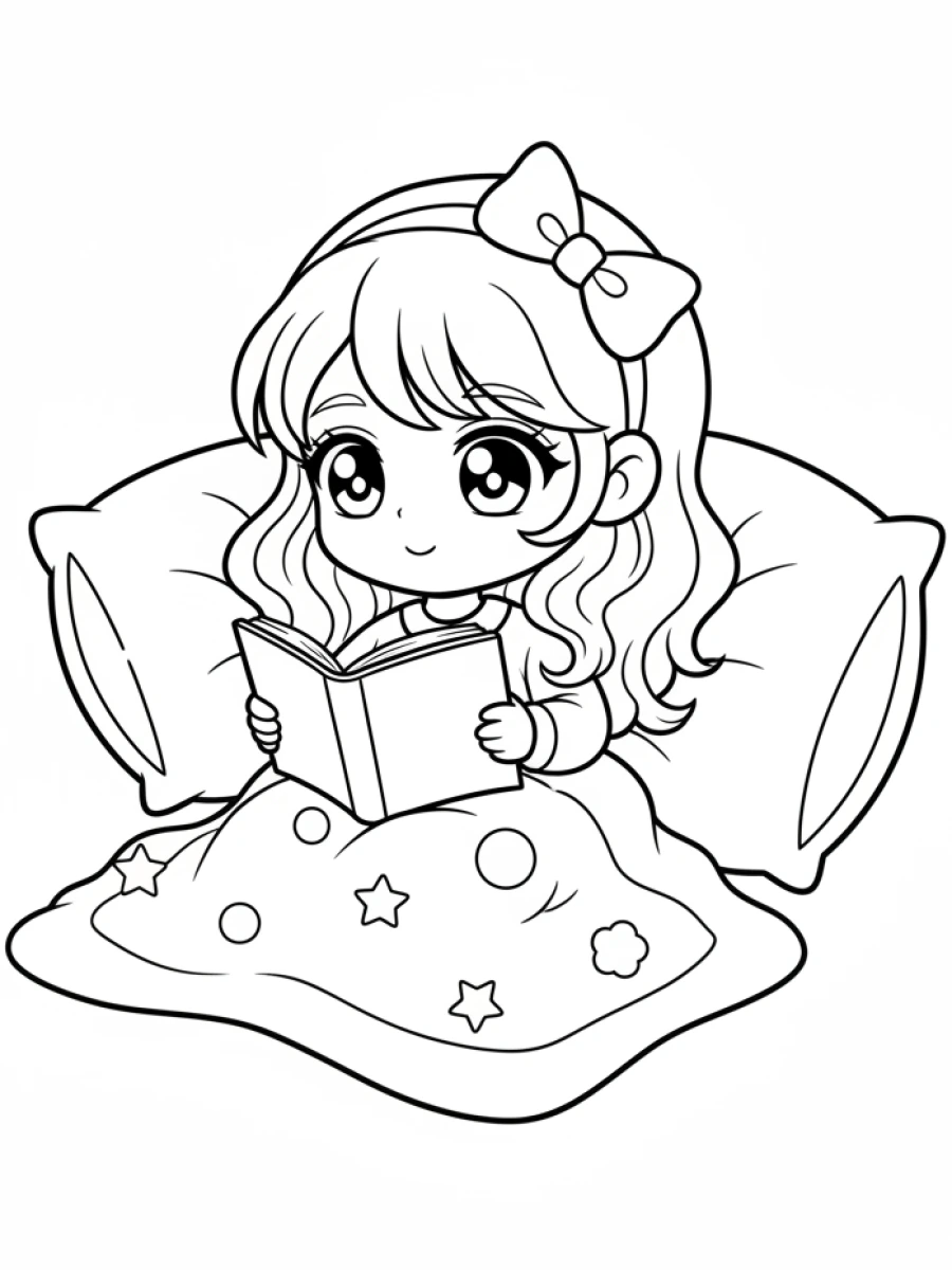 Enfant sereine, livre ouvert et couverture