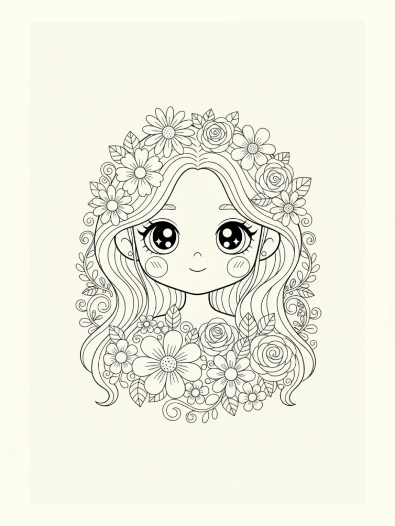 Coloriages Kawaii fille