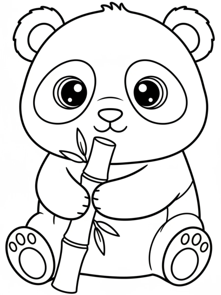 Panda tout doux avec bambou et un sourire