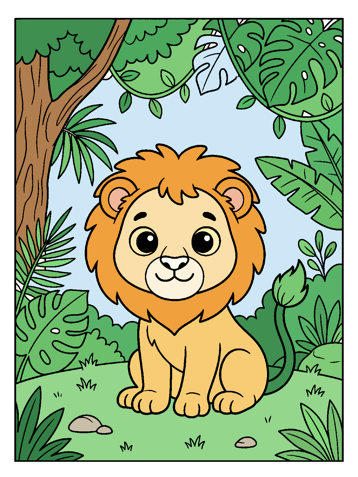 Le lion et la liane en couleur