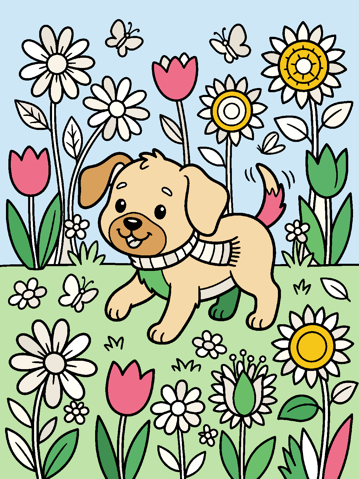 Bilou et le jardin de fleurs en couleur