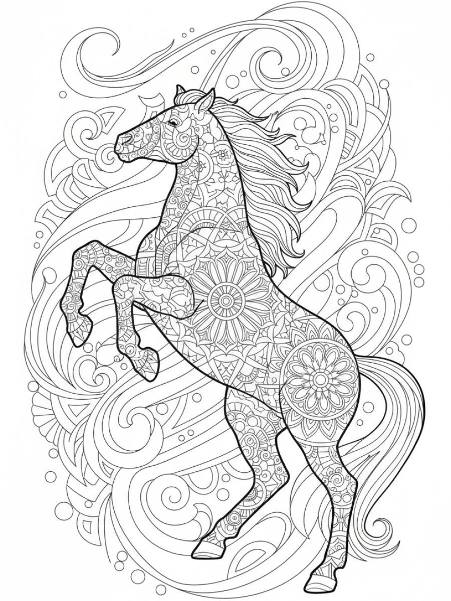 Coloriage Cheval géométrique mandala