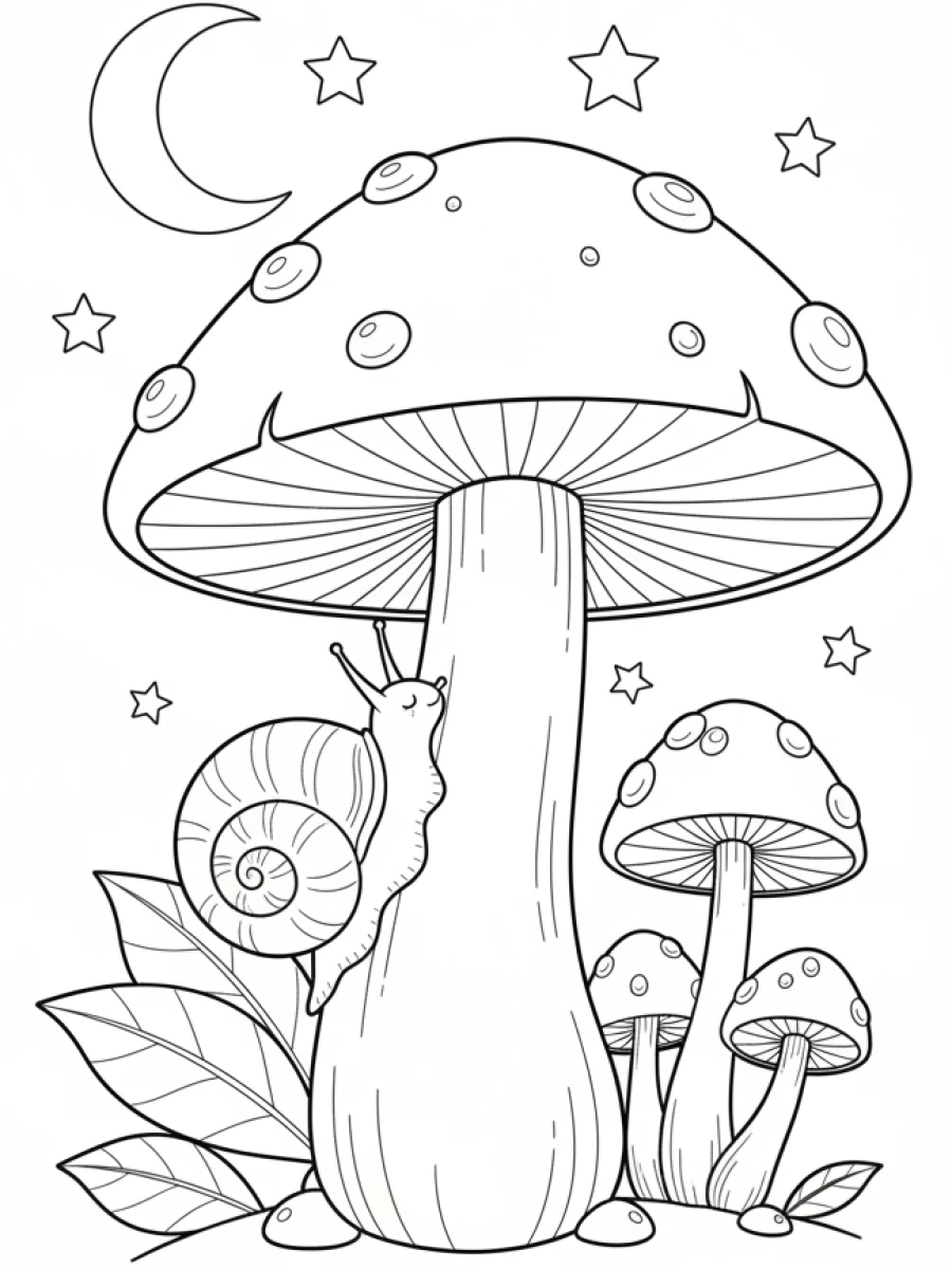 Coloriage Champignon et son escargot