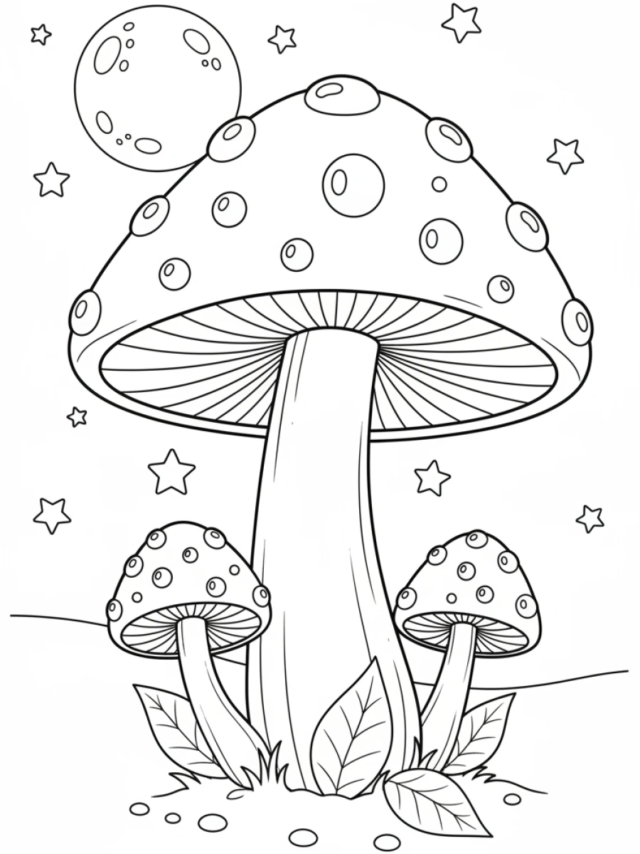 Coloriage Champignon perlé de rosée
