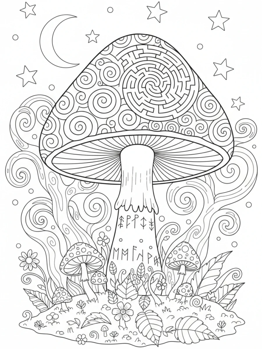 Coloriage Champignon spirale enchanté