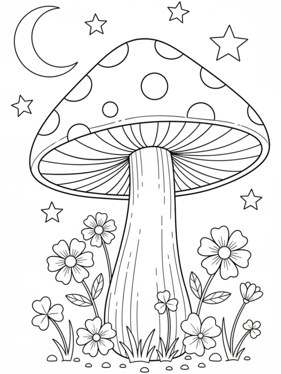 Coloriage Champignon géant et majestueux