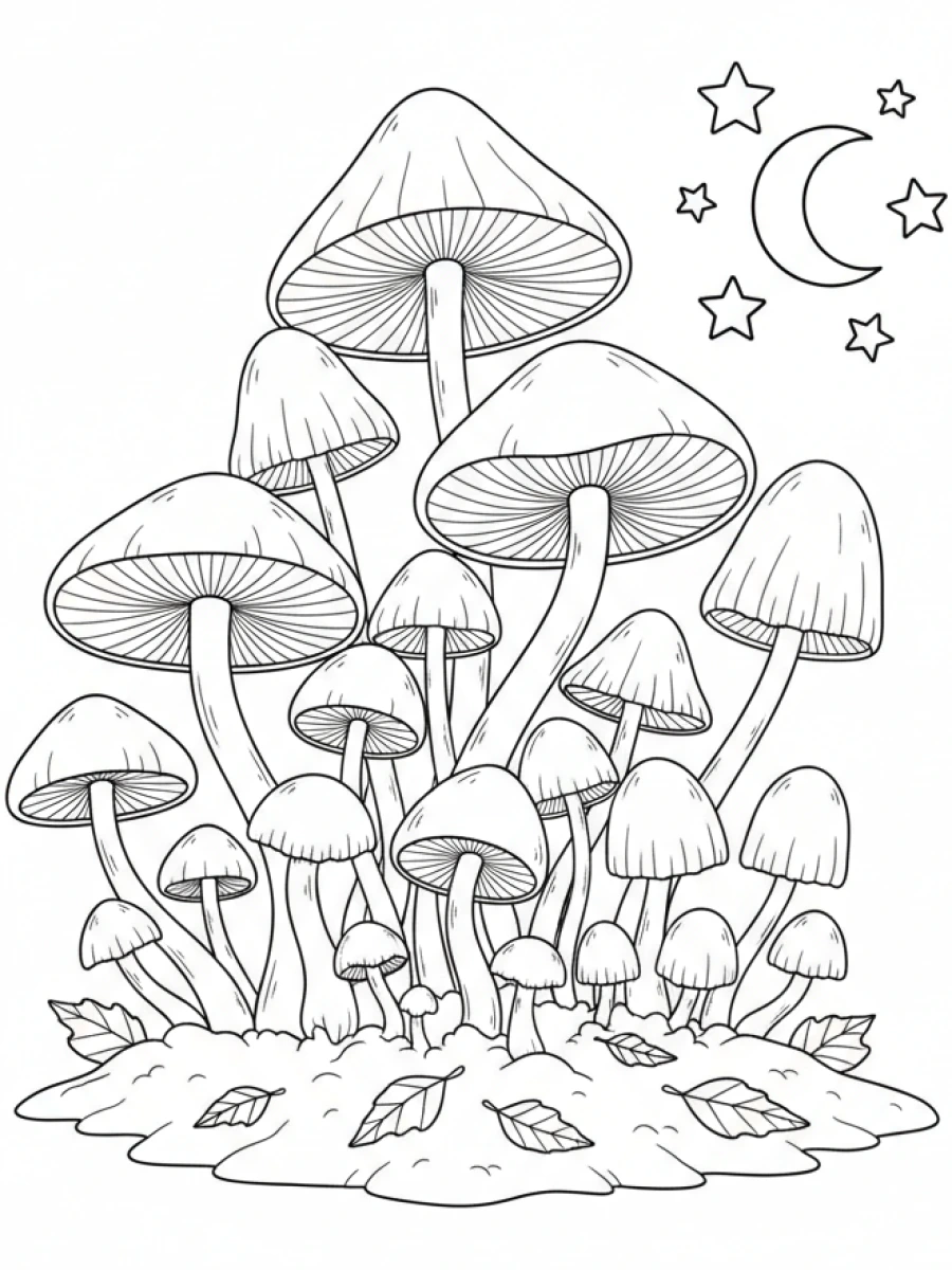 Coloriage Bouquet de champignons