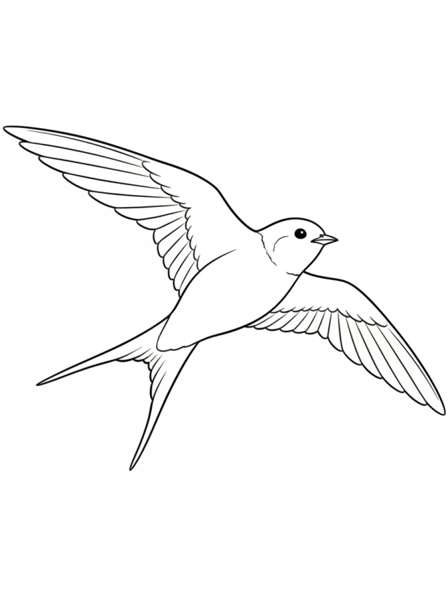 Coloriage hirondelle en plein vol