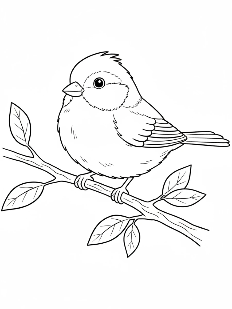 Coloriage mésange sur une branche