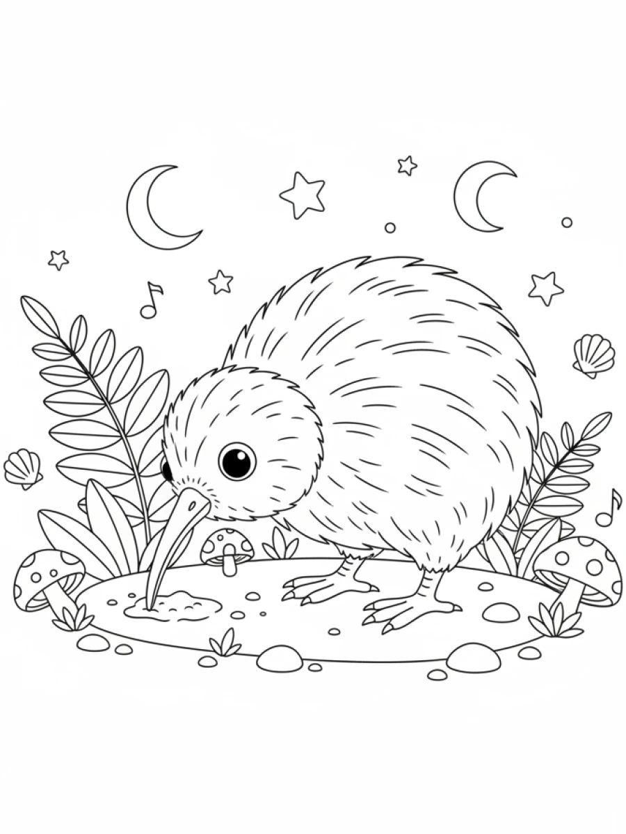 Coloriage Kiwi oiseau nocturne