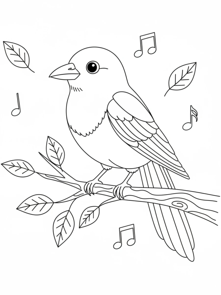Coloriage Pie bavarde sur branche