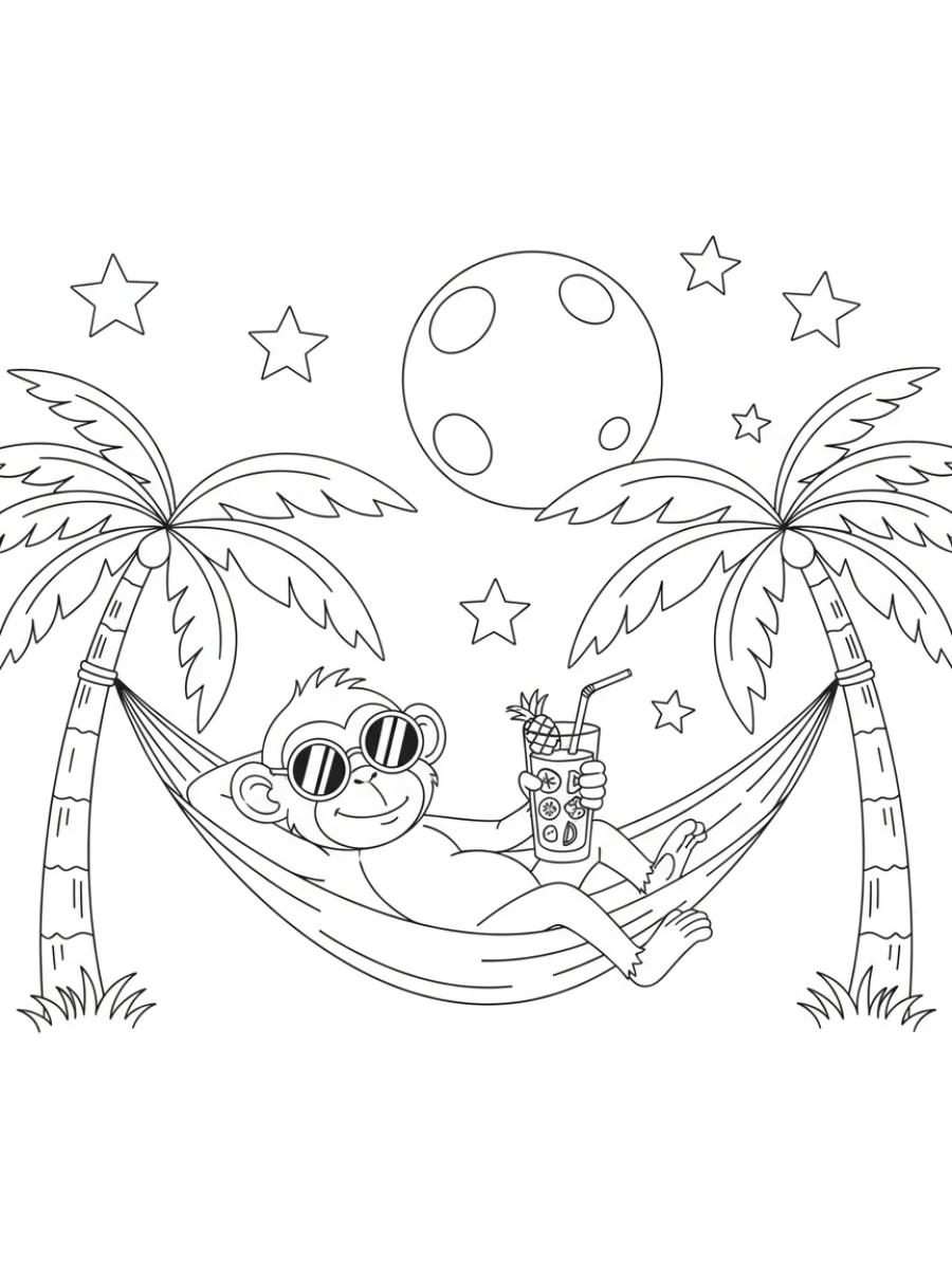 Coloriage singe relaxant stylé