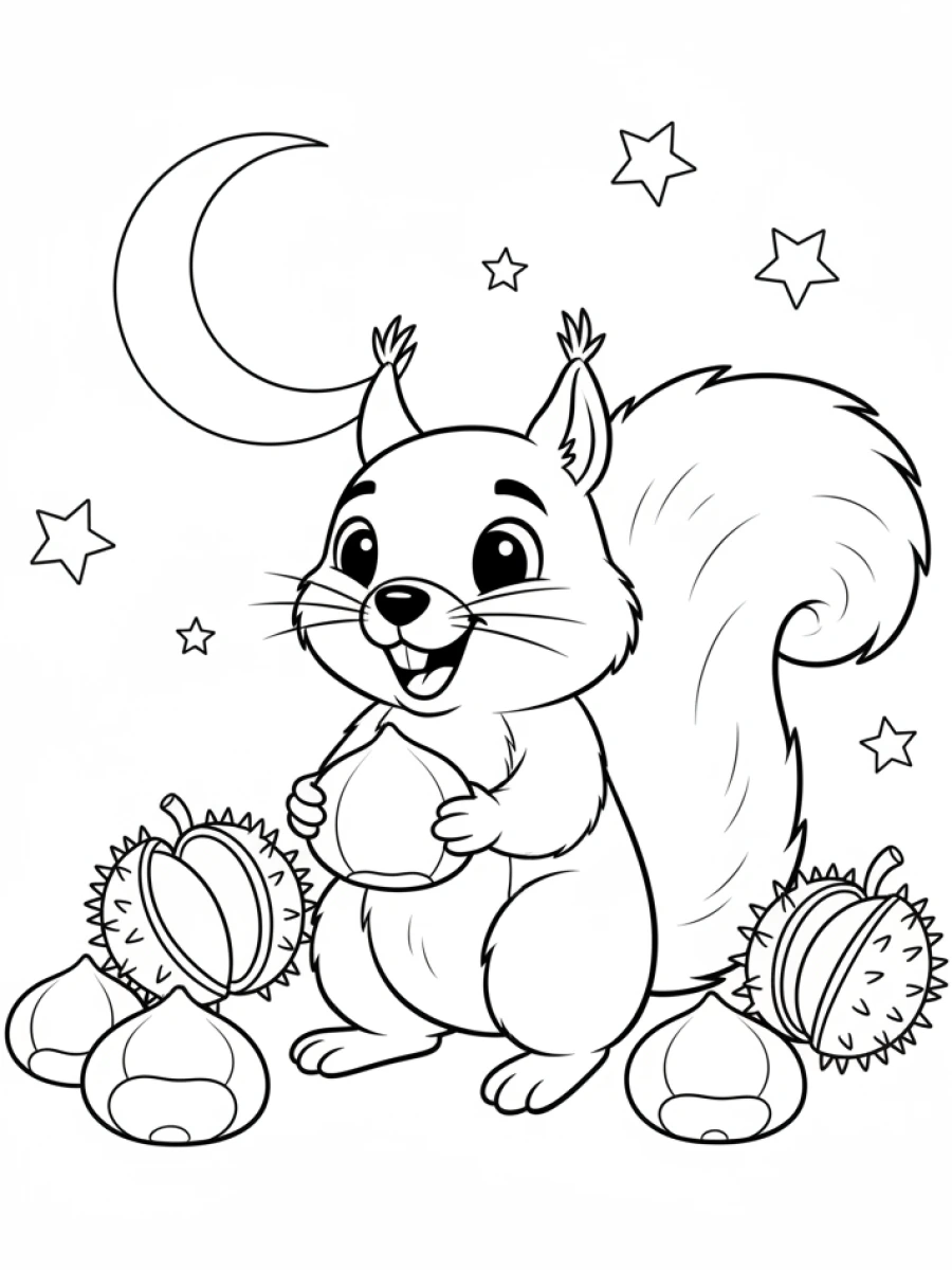 Coloriage Écureuil châtaigne fierté