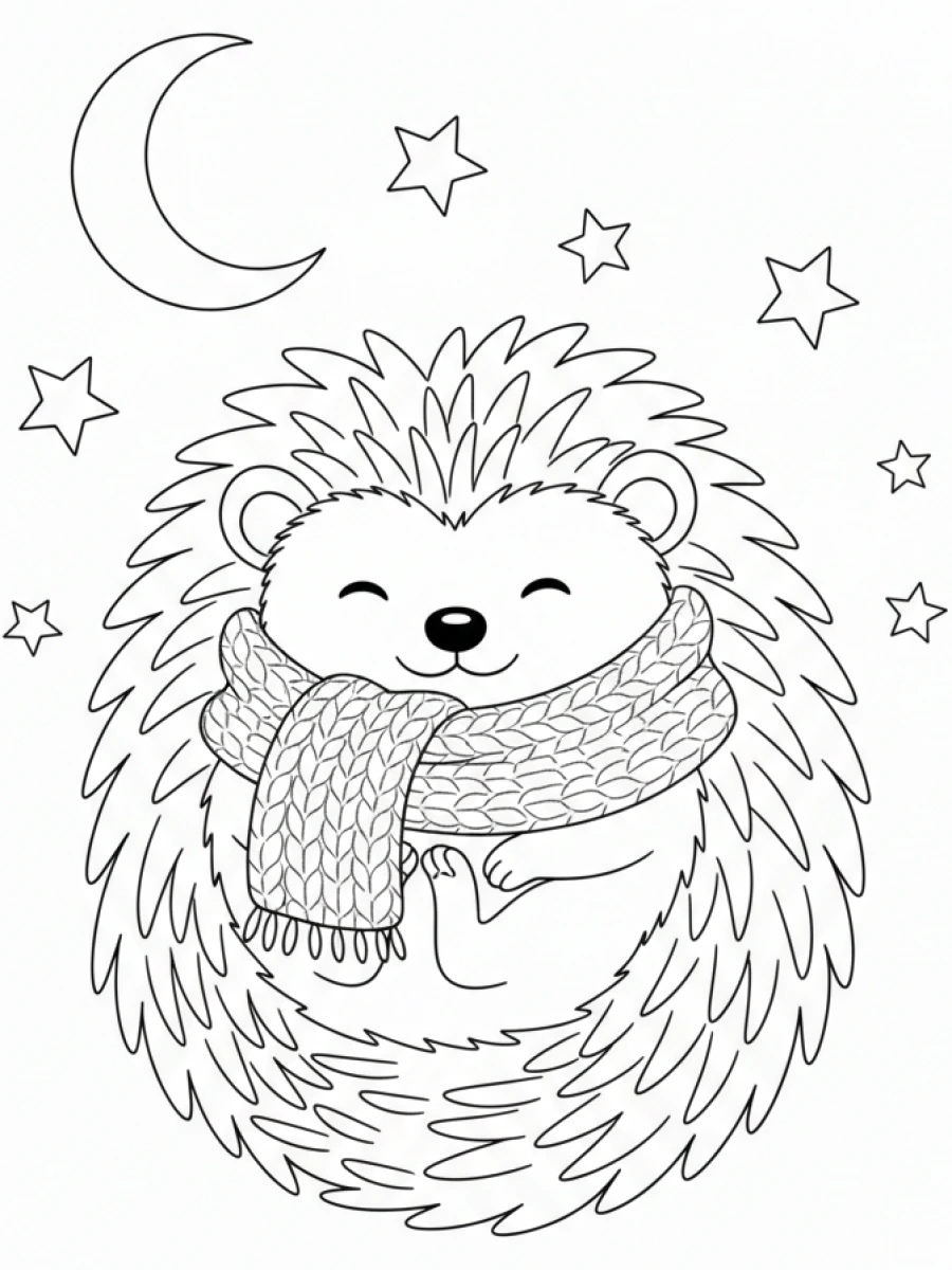 Coloriage hérisson écharpe froid