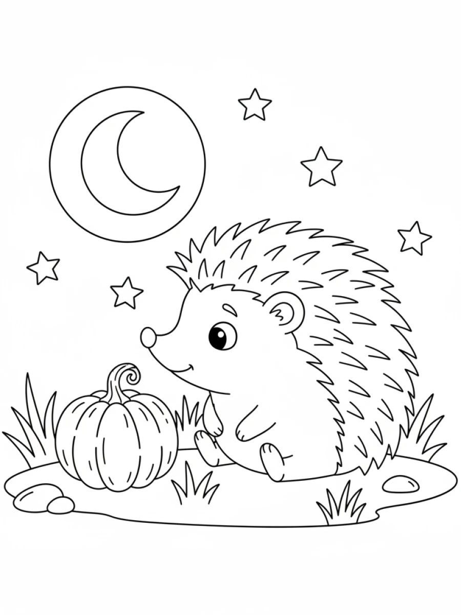 Coloriage hérisson mini citrouille