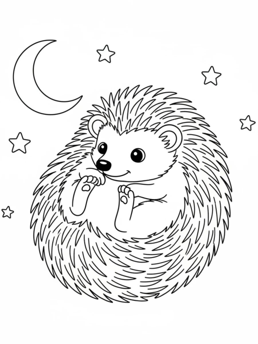 Coloriage hérisson roulé boule