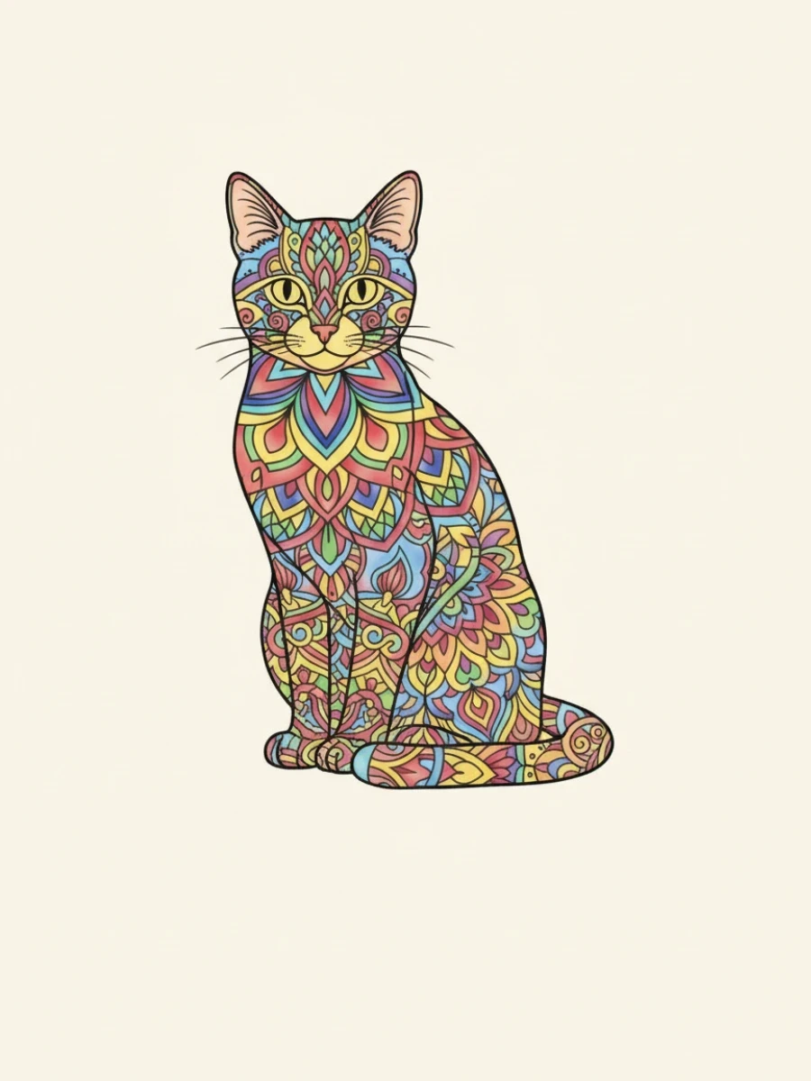 coloriage chat mandala