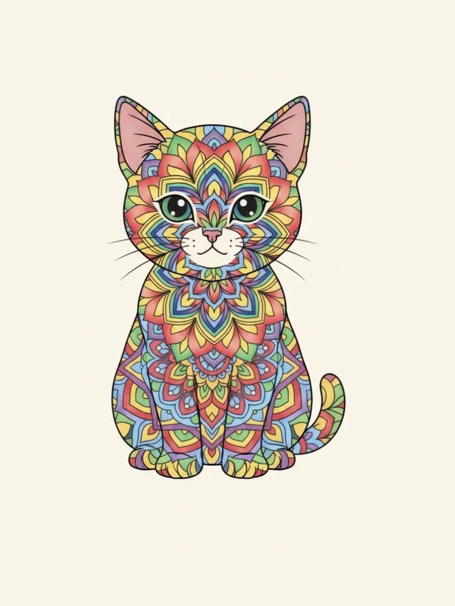 Coloriage chaton mandala
