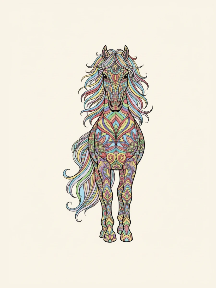 Coloriage cheval mandala