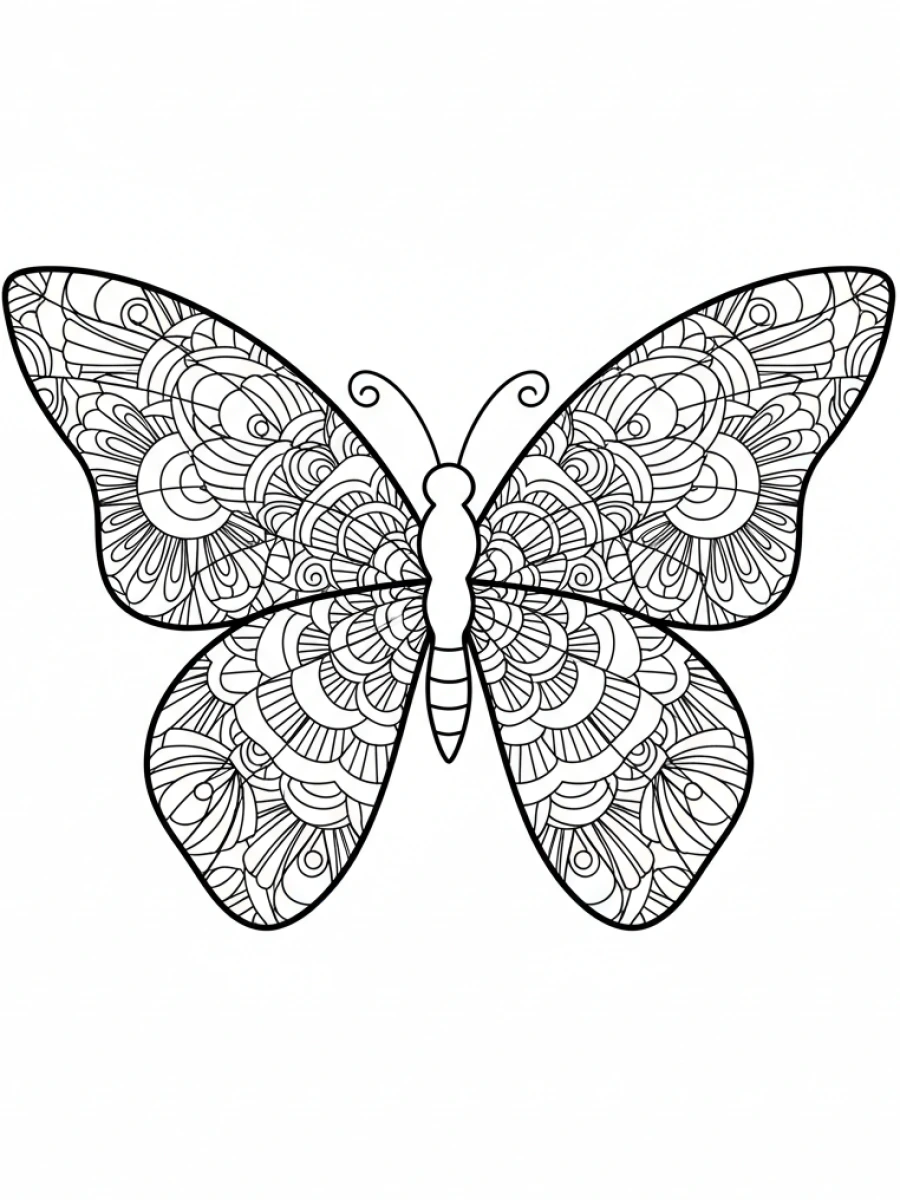 Coloriage papillon mandala œil de paon