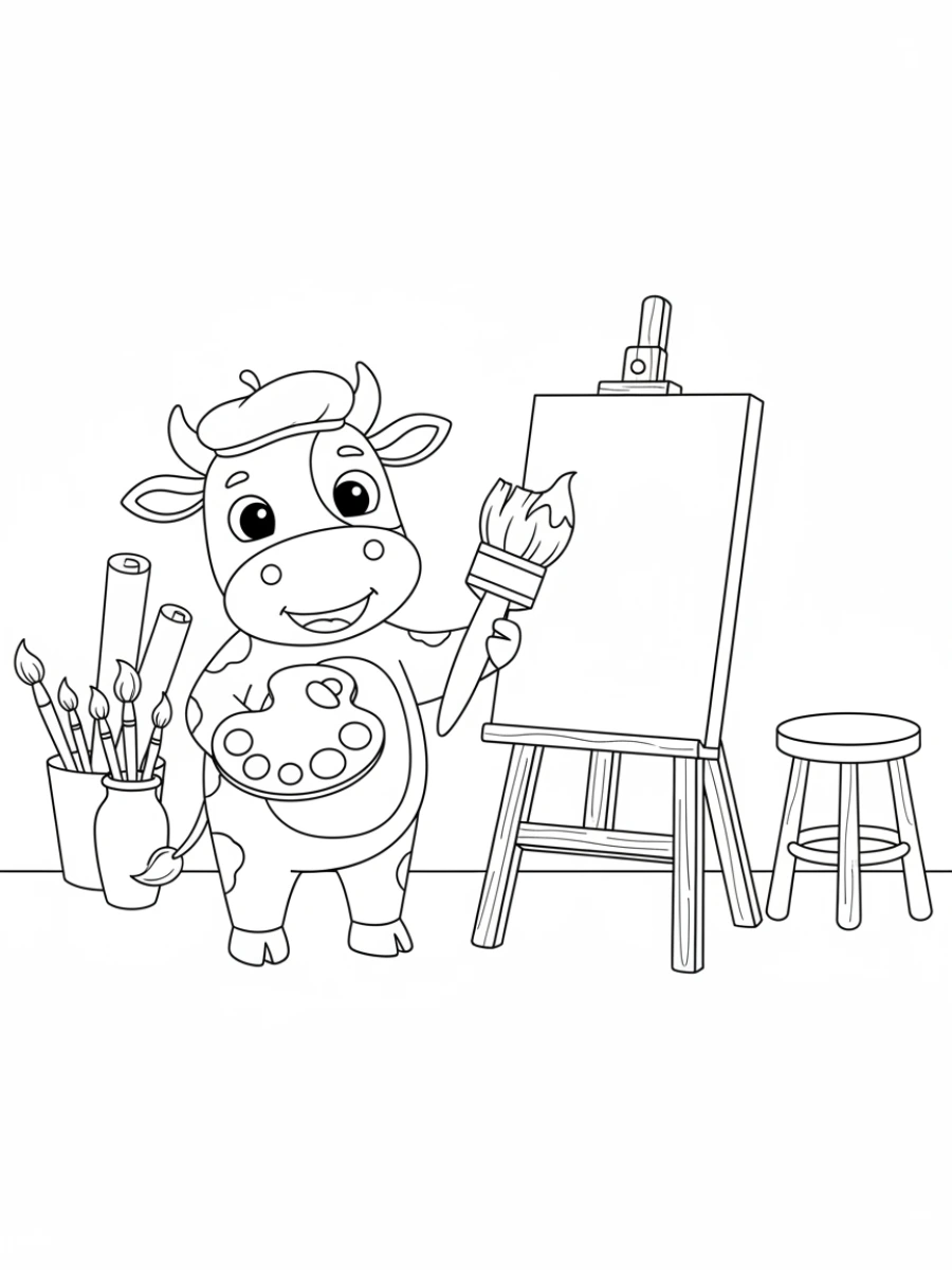 Coloriage vache peintre