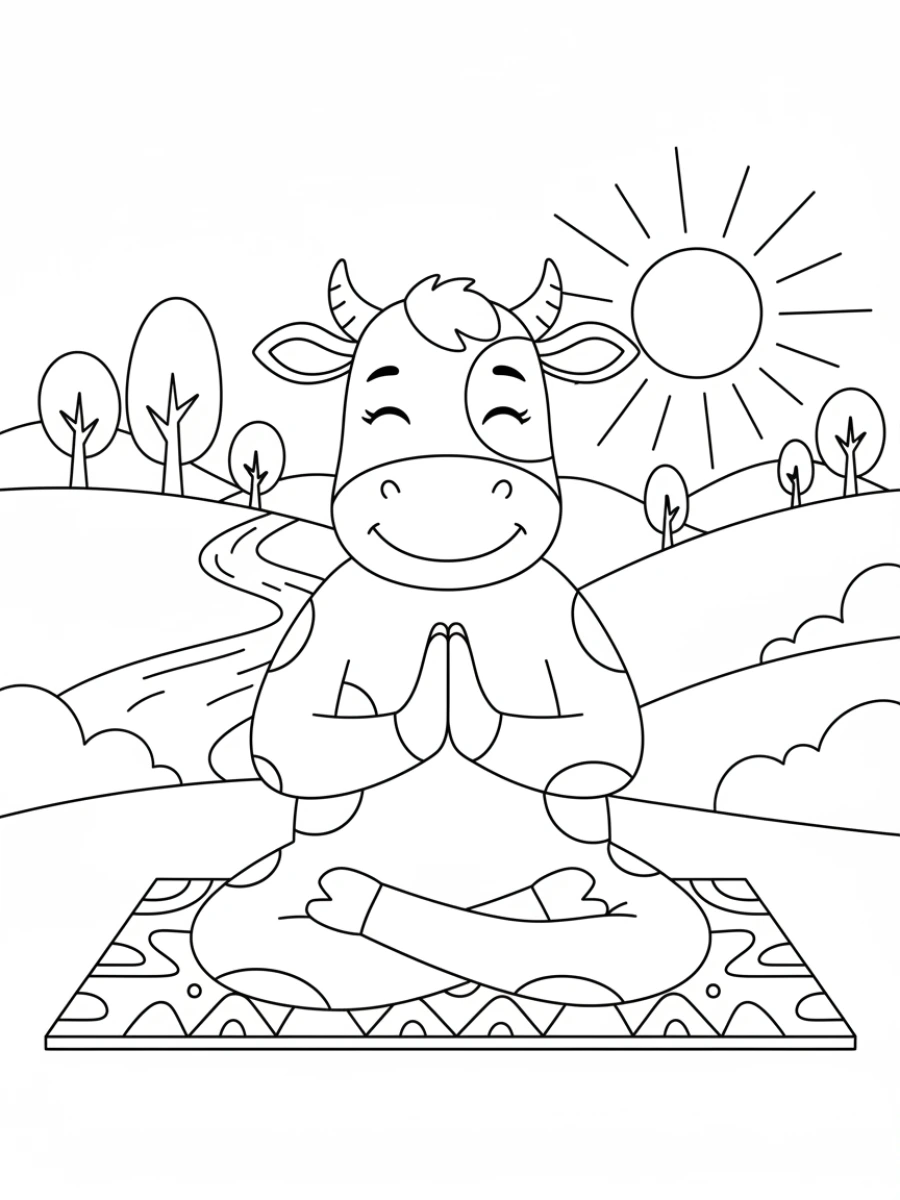 Coloriage vache zen